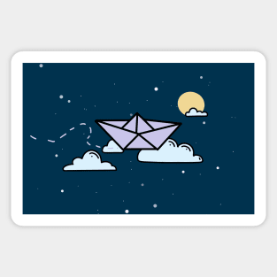 Flying origami boat Sticker